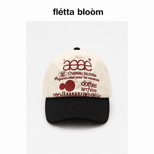 ●fletta bloom韩国Aeae迷彩字母刺绣棒球帽小众遮阳防晒鸭舌帽女