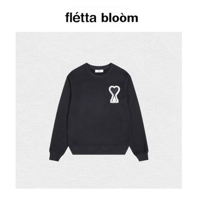 【现货】fletta bloom卫衣秋冬款小爱心刺绣圆领卫衣宽松休闲上衣