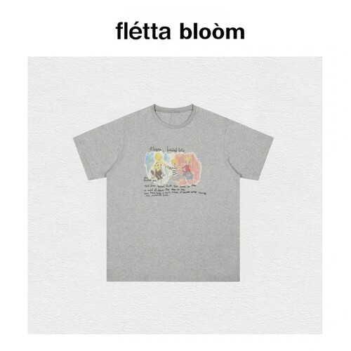 【现货】fletta bloom潮牌fletta短袖T恤女编辫女孩印花宽松上衣