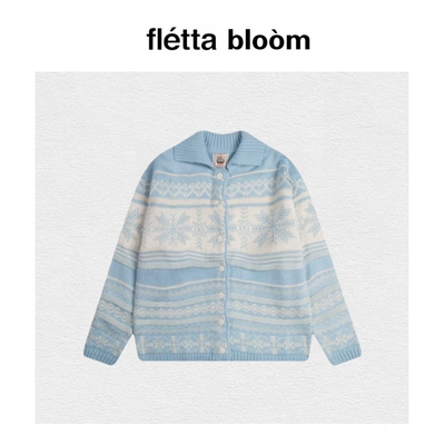 【现货】fletta bloom荷静GED提花撞色费尔岛针织衫毛衣开衫外套
