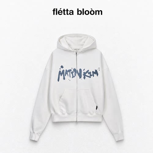 ●fletta bloom韩国潮牌matinkim泼墨印花开衫宁艺卓连帽卫衣上衣