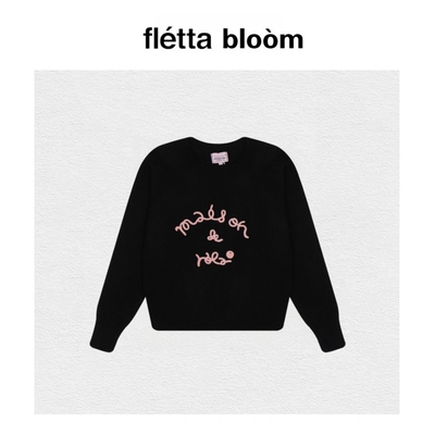 【现货】fletta bloom张元英款韩国Rolarola毛巾刺绣字母圆领毛衣