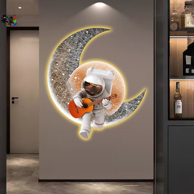 高级感宇航员入户玄关装饰画带led氛围灯画创意餐厅过道发光挂画