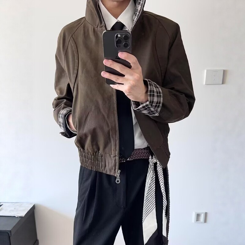 美式复古cleanfit哈灵顿夹克男女