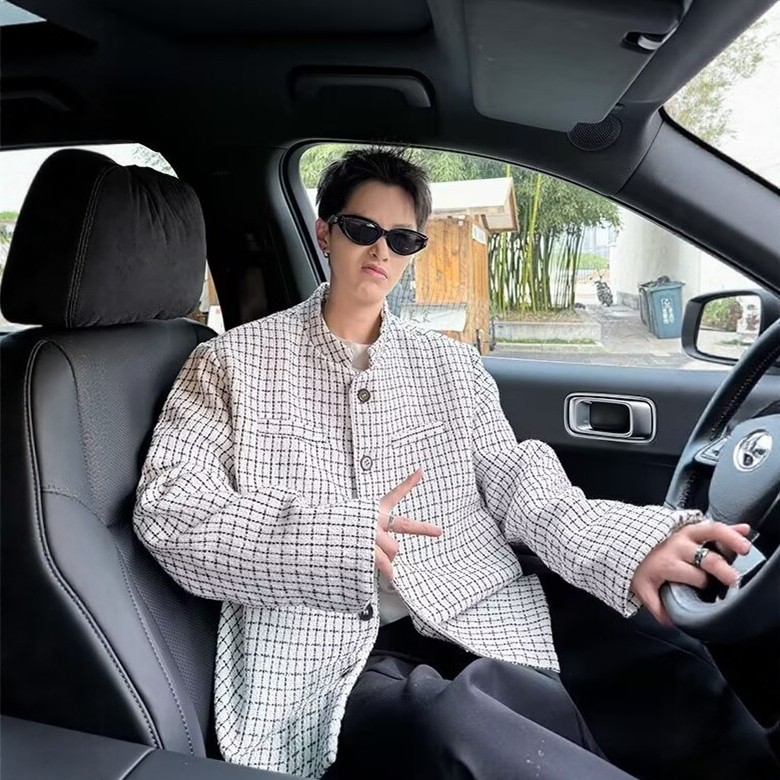 小香风西装外套男美式短款夹克高级感老钱风穿搭新中式休闲小西服