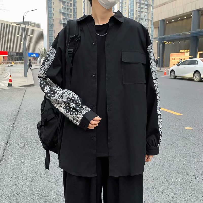 黑色腰果花设计感小众外套情侣装