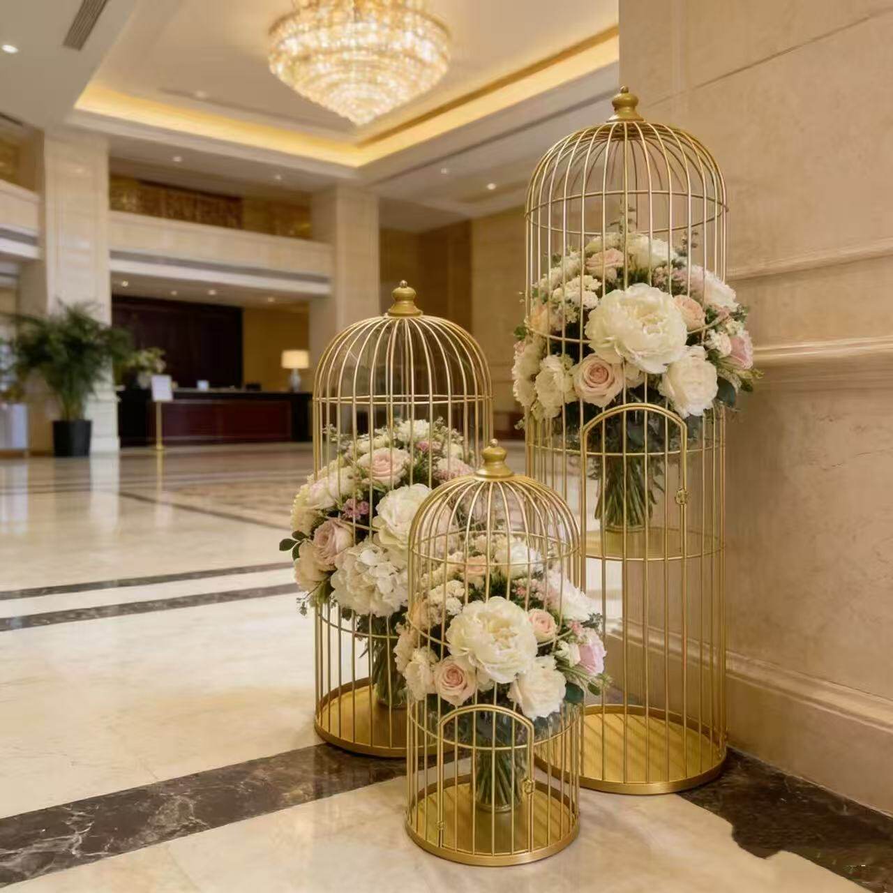 欧式铁艺鸟笼复古落地大号笼子/仿古鸟巢用具装饰品酒店婚礼摆件