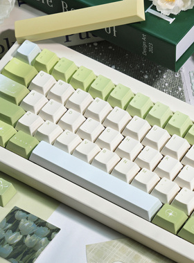 freetag键帽恋眠雨止 原创键帽简约清新绿色新原厂高度