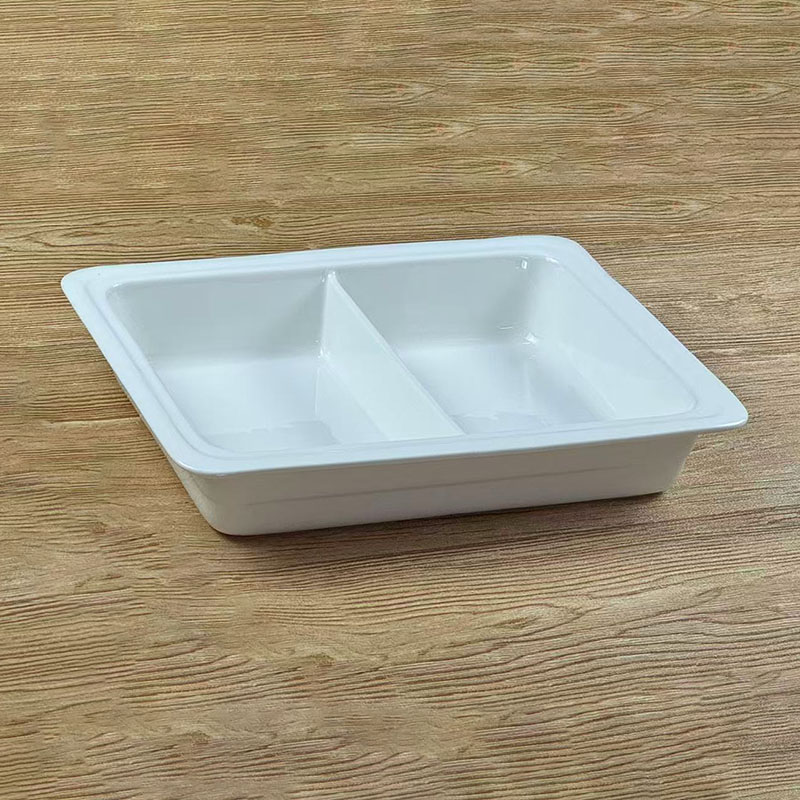 双格分格陶瓷盘深盘子长方形商用