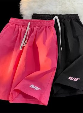 冰丝速干运动短裤女2024新款夏季薄款中裤子宽松休闲运动五分裤字