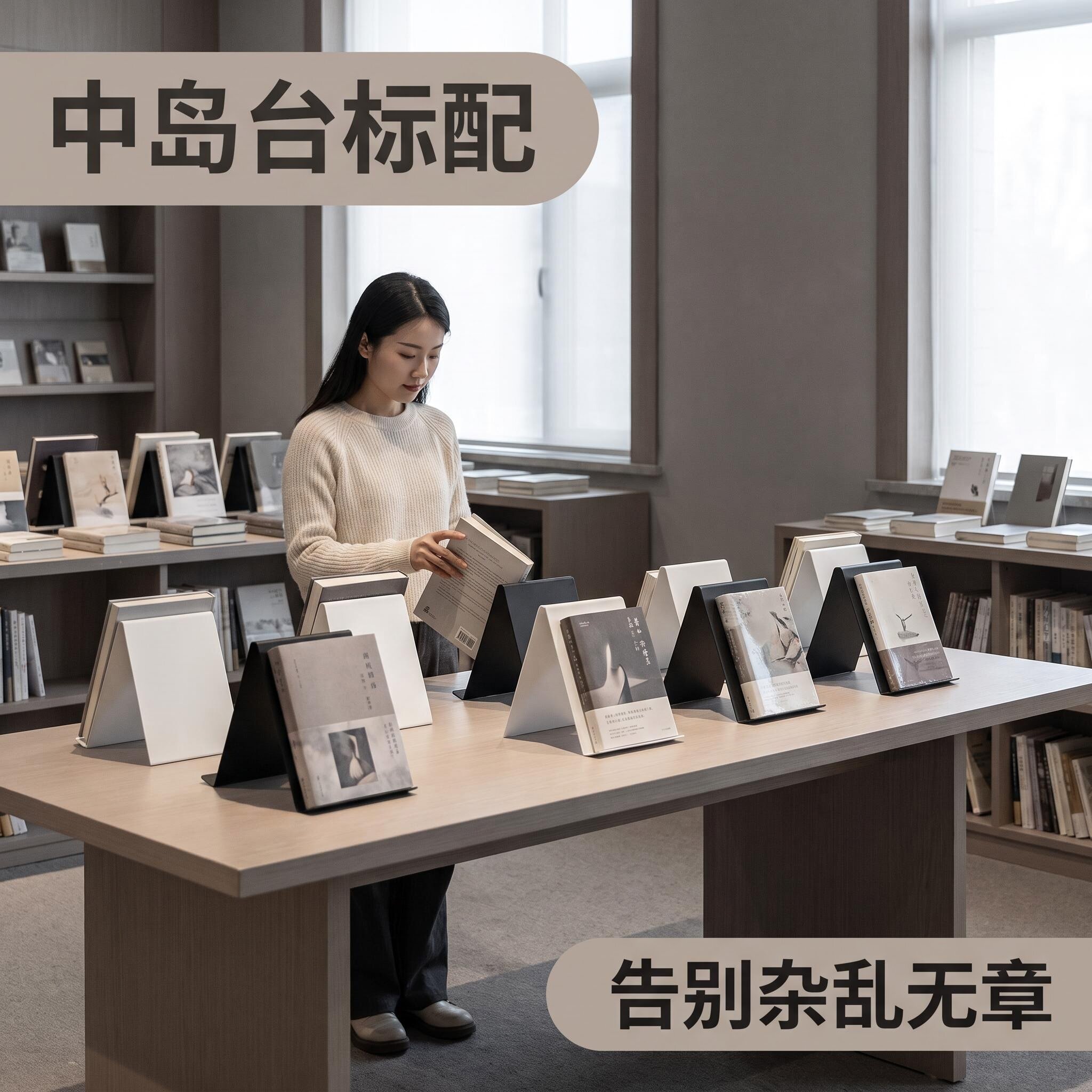图书馆双面书本展示道具书店中岛台重点书籍双面展示陈列摆放支架