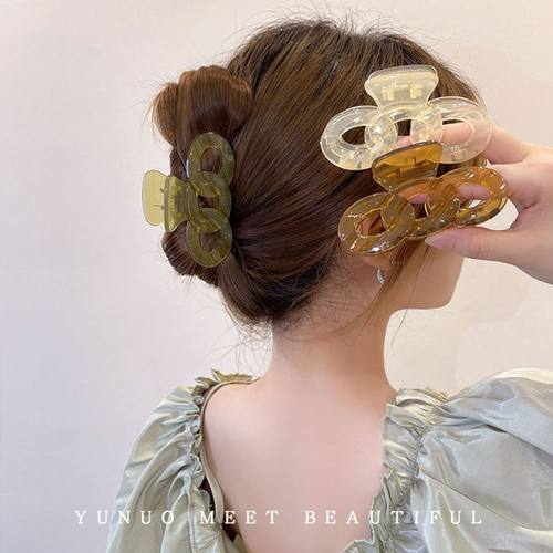 韩式简约发夹后脑勺高级感抓夹鲨鱼夹气质盘发发卡夹子发饰夏季女