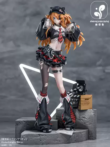 Asuka Figure School Rock Outfit Anime Girl GK Statue Ornament