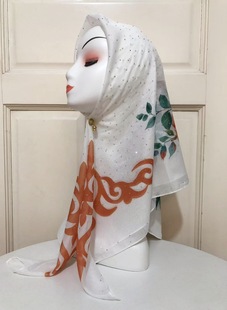 90*90cm方巾2026新款丝巾女士印花烫钻宁夏回族新疆民族风scarf