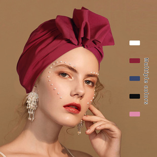 花朵套头帽女士时尚包头帽法式复古头巾欧美时尚演出帽月子帽cap