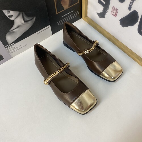 葡萄妈同款时尚法式仙女平底软皮法式小香风气质方头女鞋晚晚鞋子