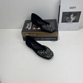 一脚蹬浅口鞋 2026新款 气质单鞋 软底瓢鞋 方头水钻平跟鞋 女舒适时尚