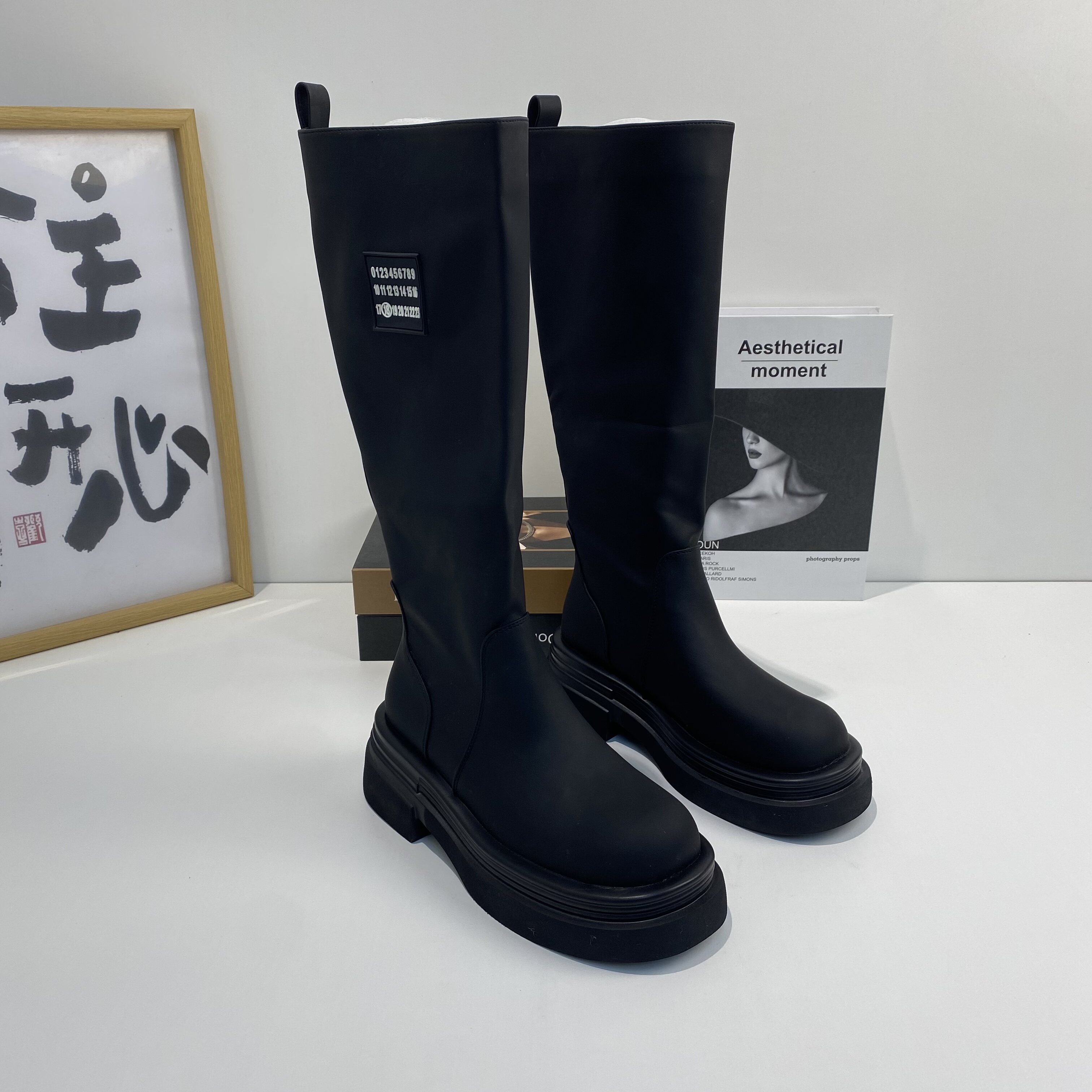 美拉德不过膝长靴女2025夏秋季新款复古增高厚底显瘦长筒骑士靴子