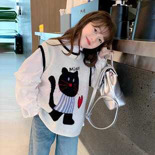 女童针织马甲2025秋装新款儿童洋气韩版毛衣外穿背心中大童上衣潮