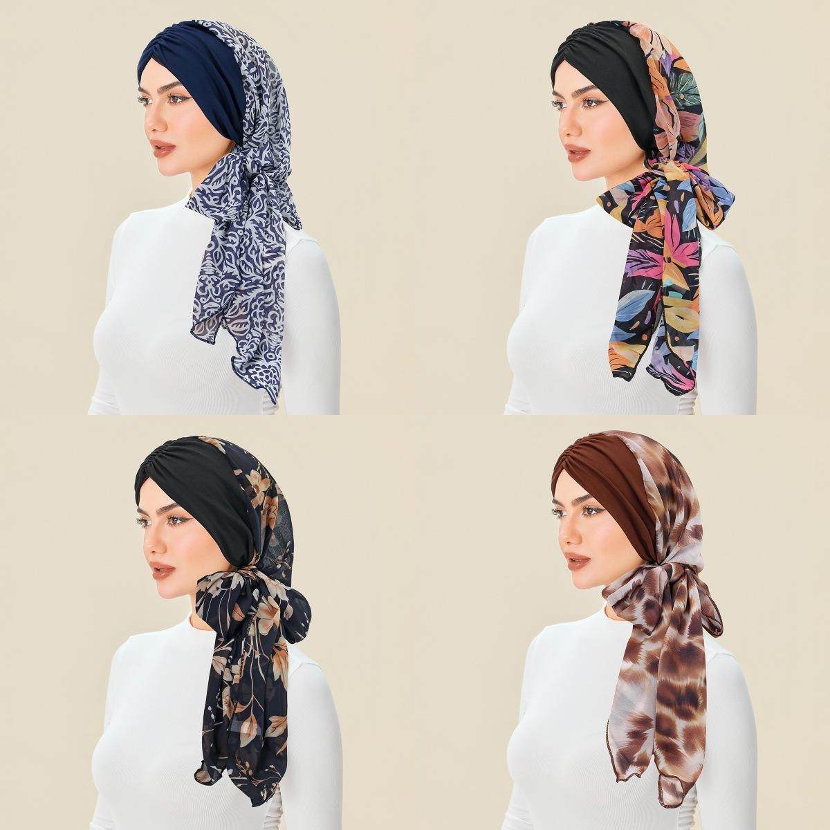 欧美新款花布前额褶皱女士包头帽 时尚印花雪纺长尾头巾帽现货,服饰配件/皮带/帽子/围巾,帽子,淘宝优惠券,粉丝福利购,淘宝优惠卷