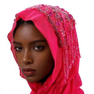 季节新款回族头纱花仙子流苏长巾民族重工套头纱民族风纱巾头巾