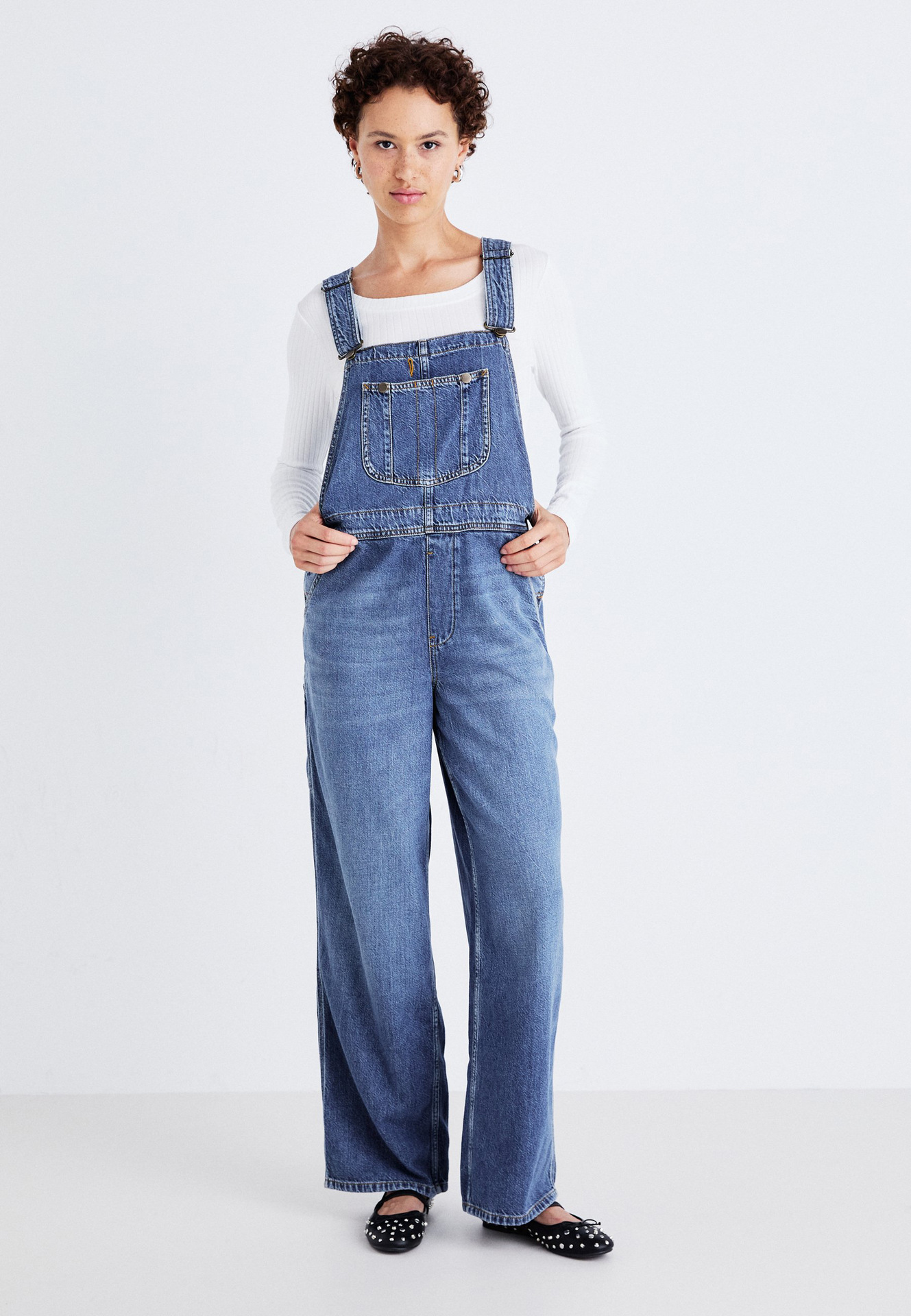 oversize复古大码宽松牛仔背带裤新款直筒吊带少女学院风连体裤