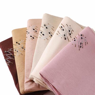 新款女弹性丝光棉烫钻长巾汗布披肩围巾cotton jersey