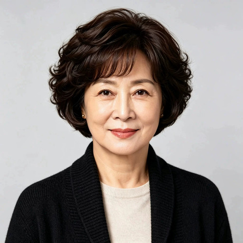 中老年真发短卷发减龄整顶假发