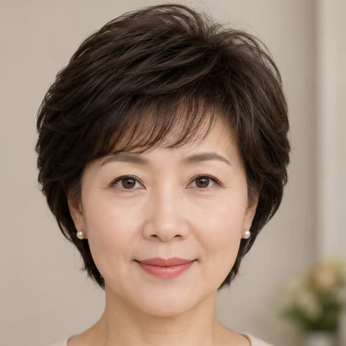 中老年真发短卷整顶假发