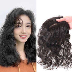 假发片女头顶真发遮白发增发量蓬松羊毛卷假发轻薄自然卷发补发片
