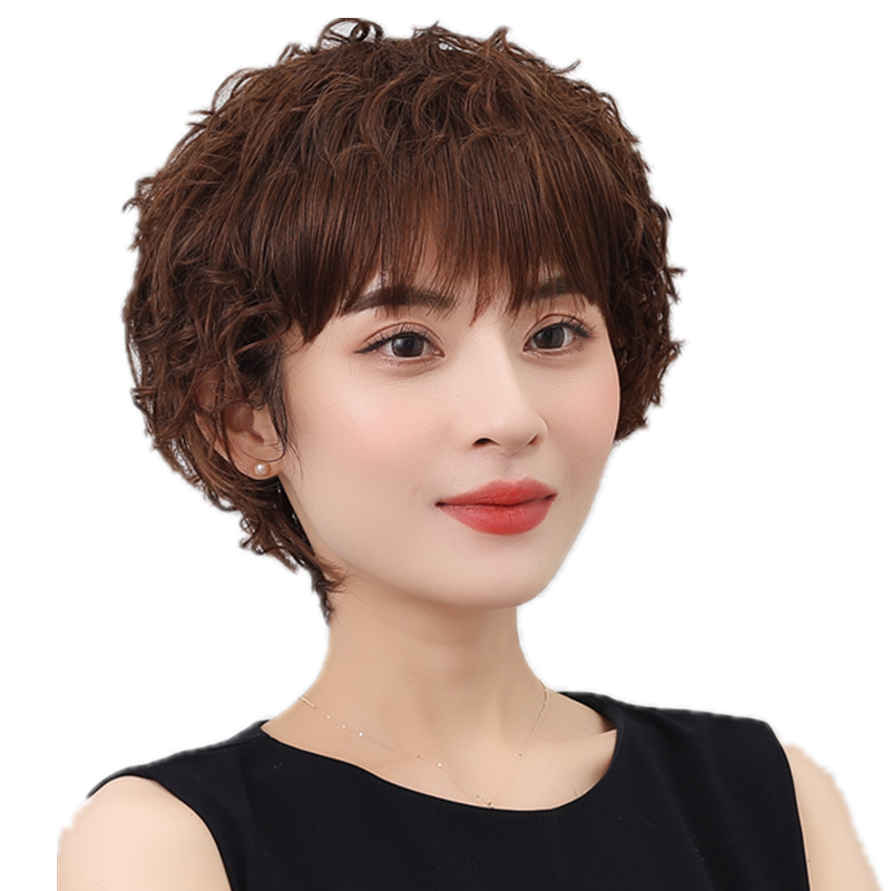 假发短发女短卷发妈妈蓬松自然