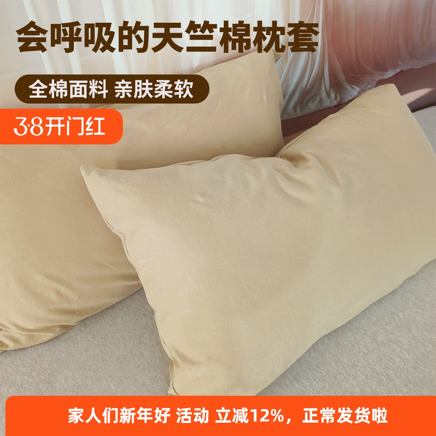 针织天竺棉枕套单件加厚100全棉成人家用48*74cm枕芯内胆保护套