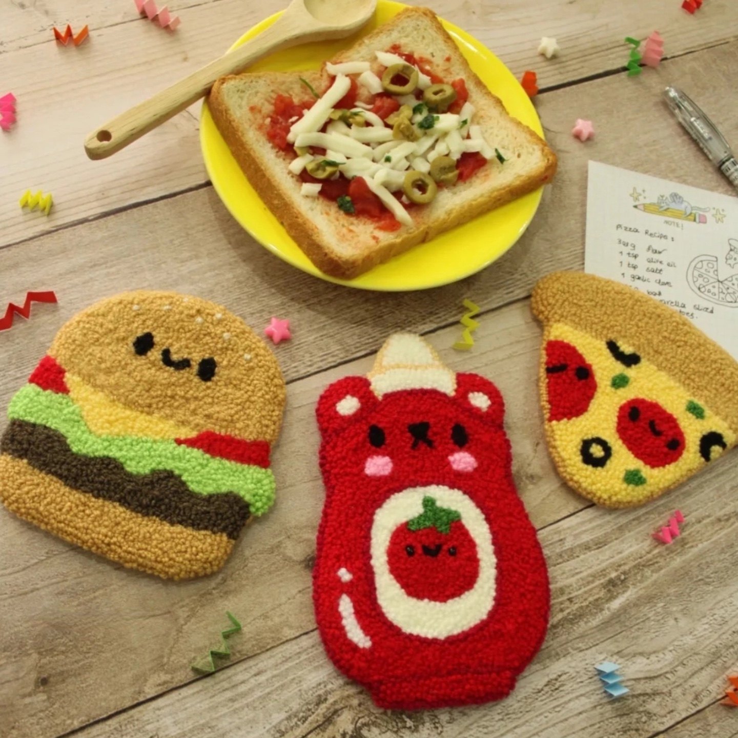 戳戳绣汉堡披萨番茄酱冰箱贴杯垫手工材料包DIY自制礼物ins摆件,居家布艺,戳戳绣,淘宝优惠券,粉丝福利购,淘宝优惠卷