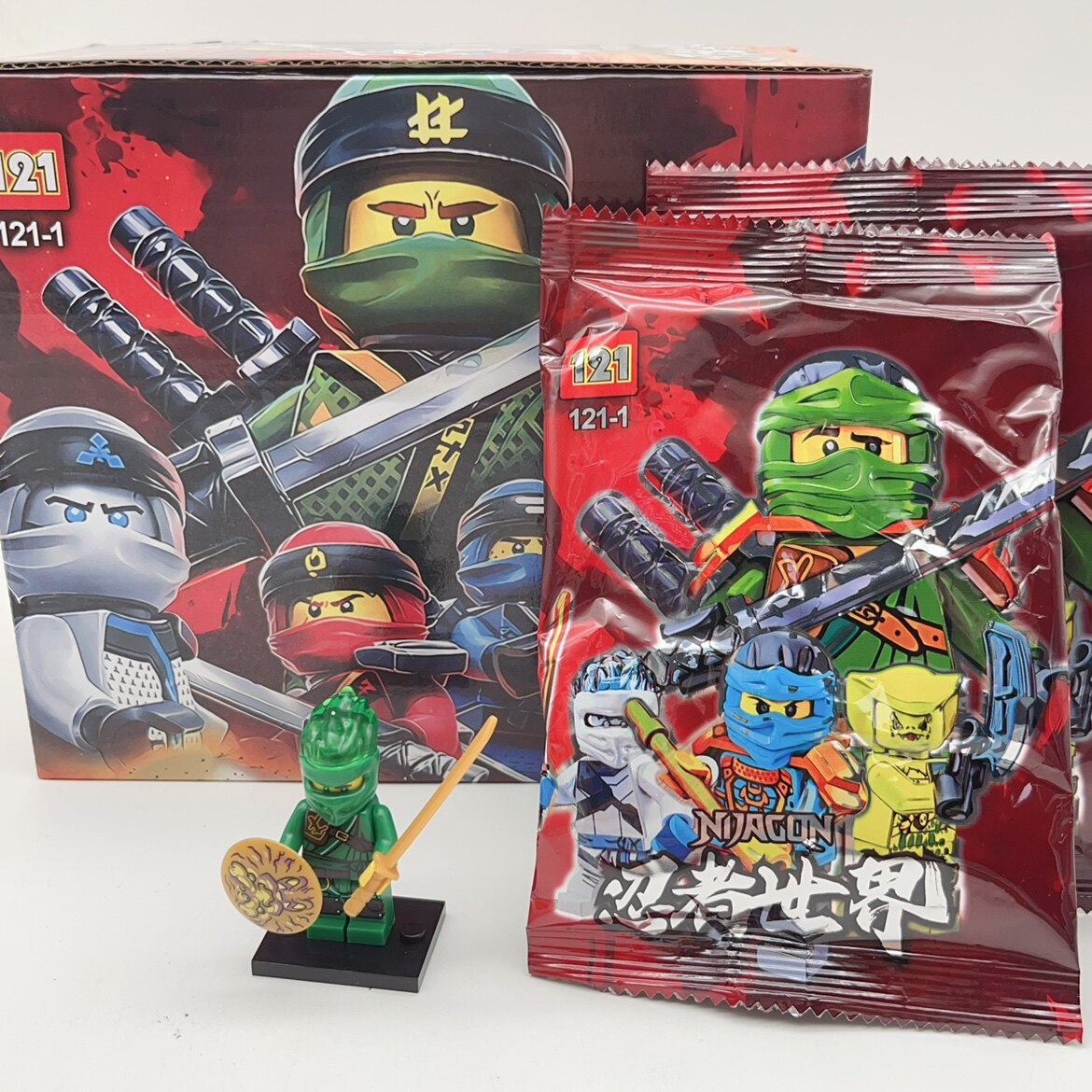 新款忍者世界人仔彩色小公仔拼装男孩益智玩具积木盲袋儿童礼物