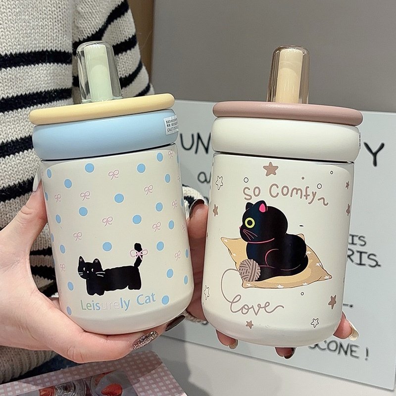 新款保温杯316不锈钢ins女高颜值吸管杯便携学生简约小众喝水杯子,餐饮具,保冷/保温杯,淘宝优惠券,粉丝福利购,淘宝优惠卷