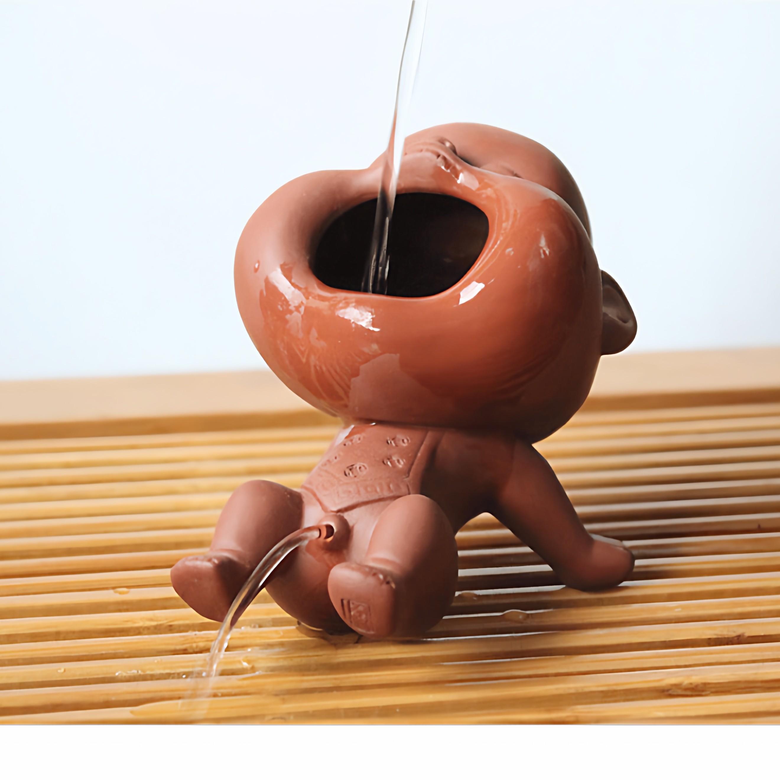 茶宠撒尿童子创意茶盘摆件