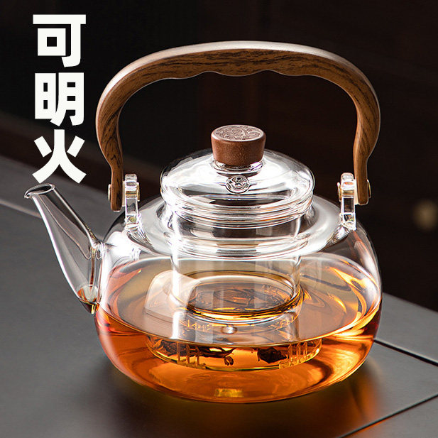 高硼硅玻璃烧水壶耐高温提梁壶可明火电陶炉专用煮茶壶围炉煮茶壶