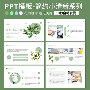 PPT模板简约小清新系列市场营销策划工作汇报市场销售总结计划通