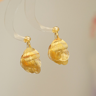 观雾眠新款镂空叶片流苏耳扣耳夹气质夸张*神风耳坠复古时尚耳饰