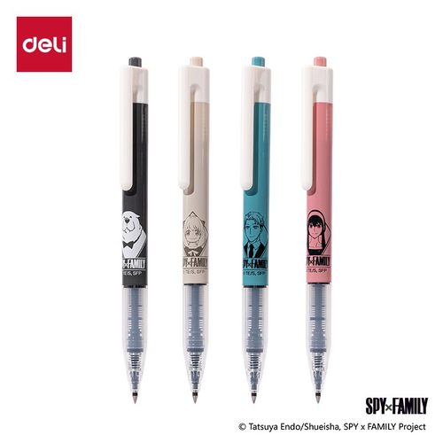 得力SF999-J间谍过家家笔刷题笔考试SPYxFAMILY联名直液式按动笔按动直液式0.5mm黑色速干子弹头刷题中性笔