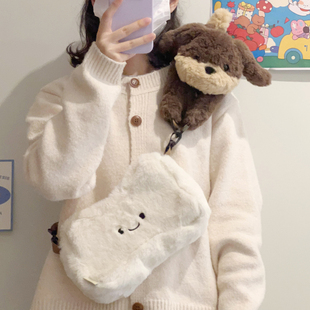 可爱西高地星星包小熊趴肩包包毛绒趴趴包胡萝卜兔子玩偶斜挎背包