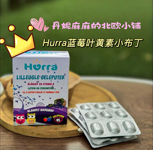 hurra挪威进口儿童蓝莓叶黄素小布丁软糖营养品45粒