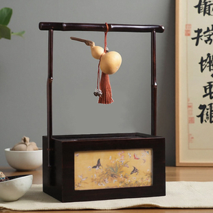 客厅轻奢纸巾盒名宿会所高端餐纸盒新中式茶室紫竹古风提粱抽纸盒