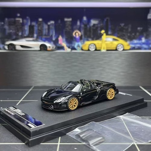 【李先生】TM 1:64 保时捷918 Spyder 黑金 敞篷仿真合金汽车模型