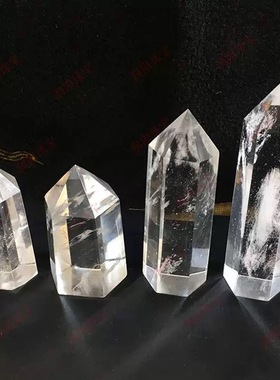 天然白水晶消磁六棱柱摆件工艺品
