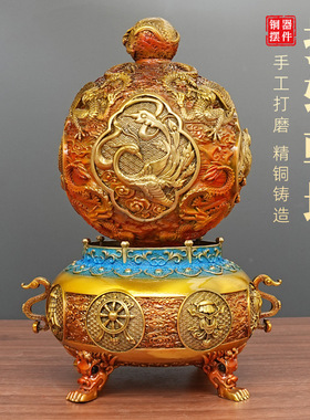 黄铜时来运转坤鼎摆件公司家居