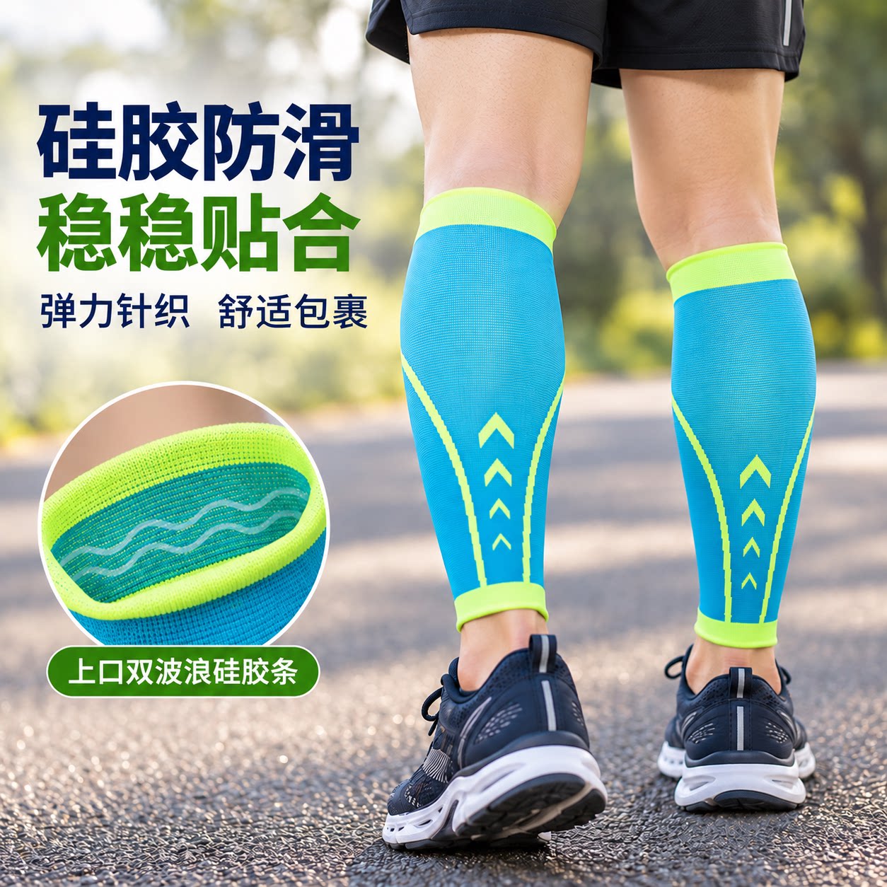 护小腿套硅胶防滑弹力包裹不紧绷