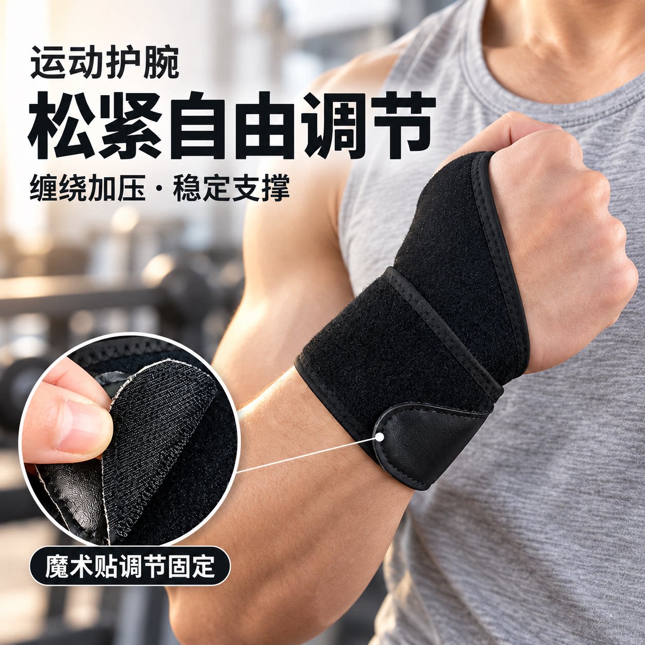 运动护腕缠绕加压松紧可自由调节