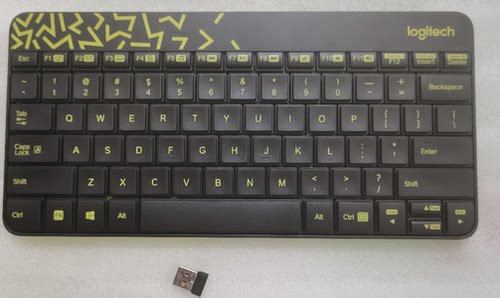 原装罗技K240无线键盘 MK240无线接收器 经典黄黑色