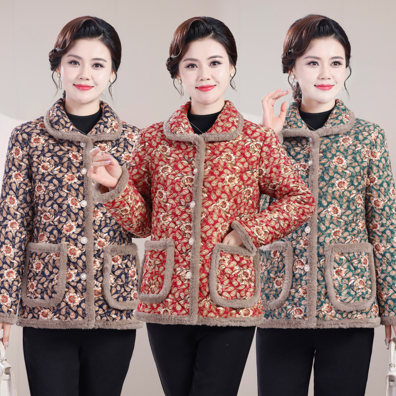 新款冬季中老年女装妈妈时尚棉衣加绒棉服加厚宽松保暖短款外套,女装/女士精品,中老年女装,淘宝优惠券,粉丝福利购,淘宝优惠卷